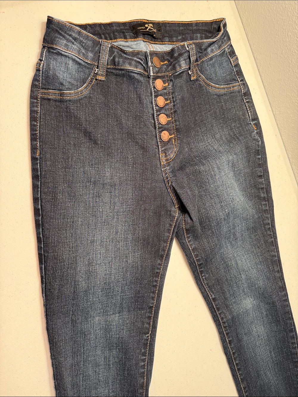 Women's High-Rise Button-Fly Jeans — Dark Blue Wash